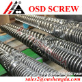 Conical extruder screw barrel (counter-rotating) for extrusion line